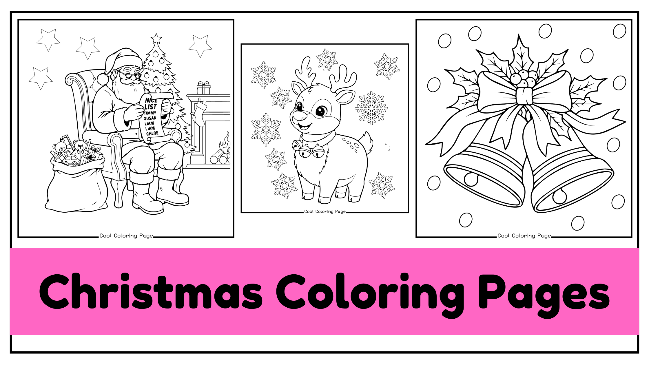 Three festive Christmas coloring pages