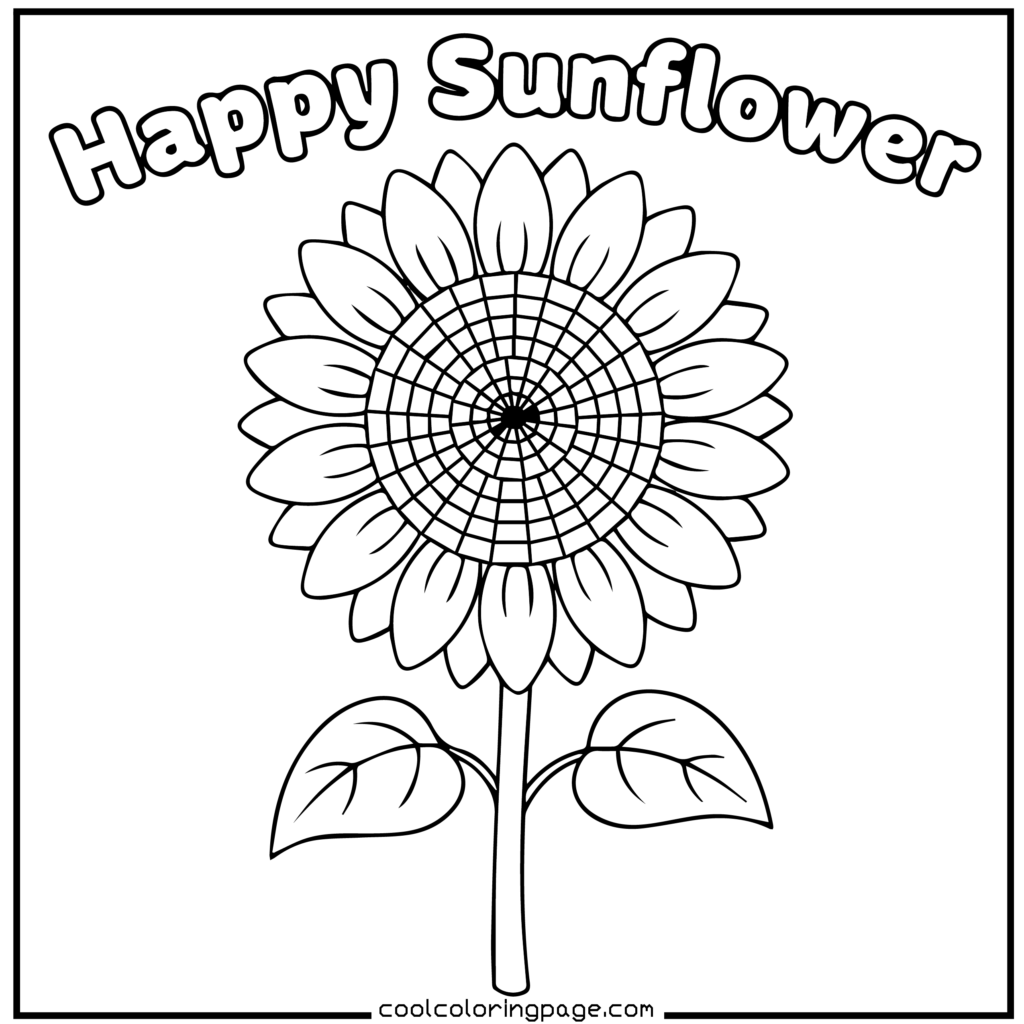 Flower coloring pages showing a sunflower printable flower coloring pages design with clean outlines