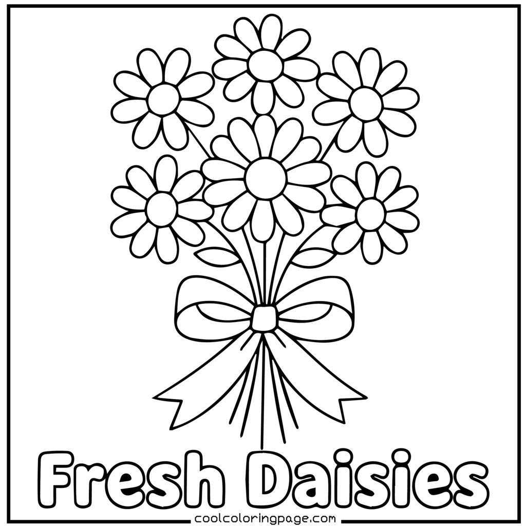 Flower coloring pages with a simple daisy free flower coloring page for easy coloring