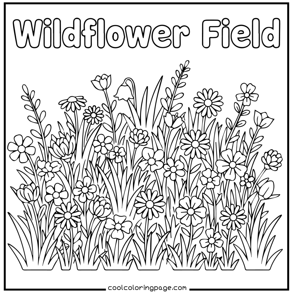 Flower coloring pages featuring a wildflower printable flower coloring pages meadow scene