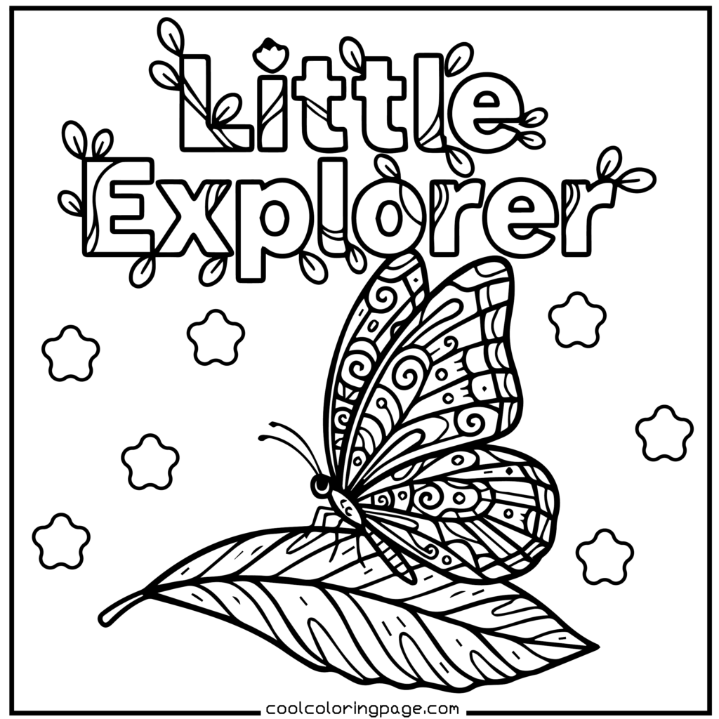 Printable butterfly coloring pages featuring a simple butterfly coloring page for beginners