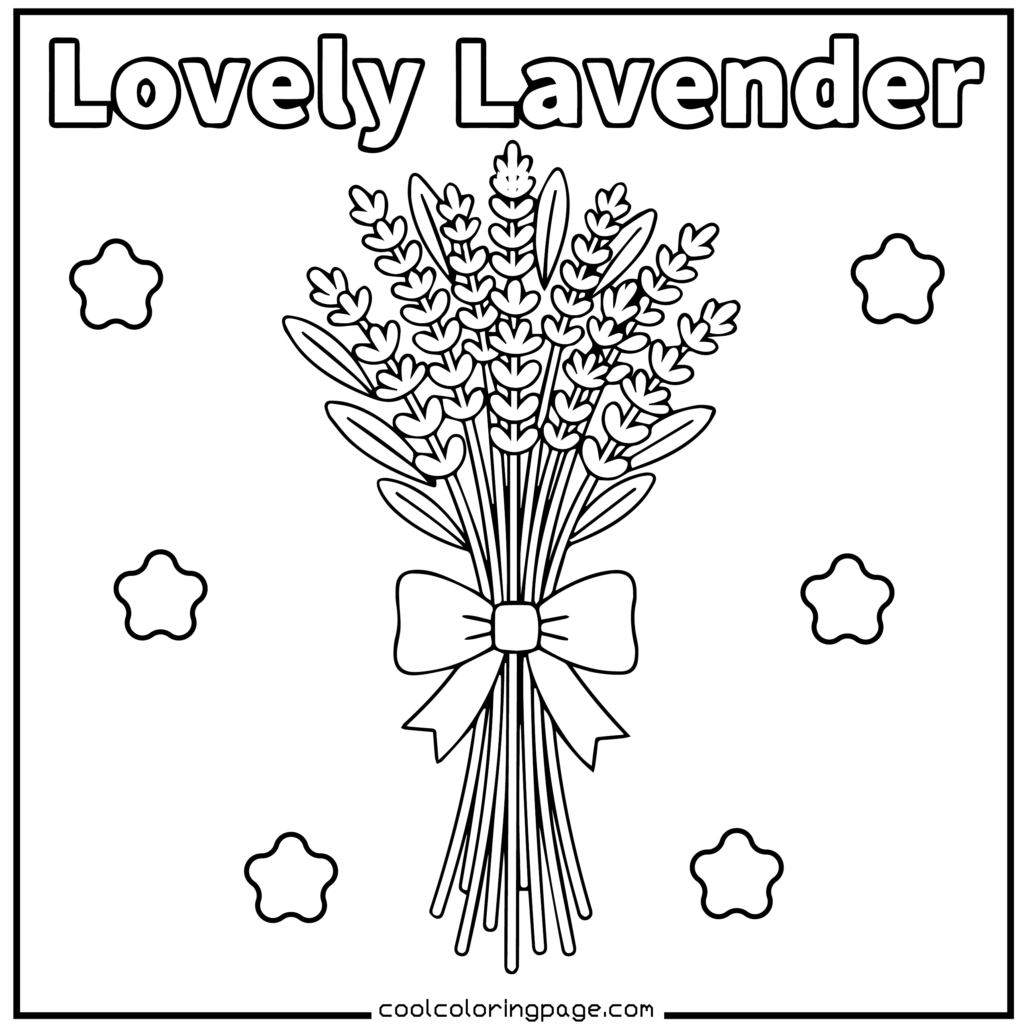 Flower coloring pages featuring lavender stems designed as flower coloring pages for adults