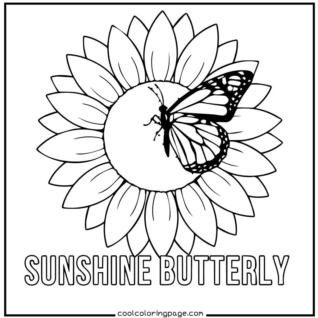 Printable butterfly coloring pages showing a relaxing butterfly coloring page with clear outlines
