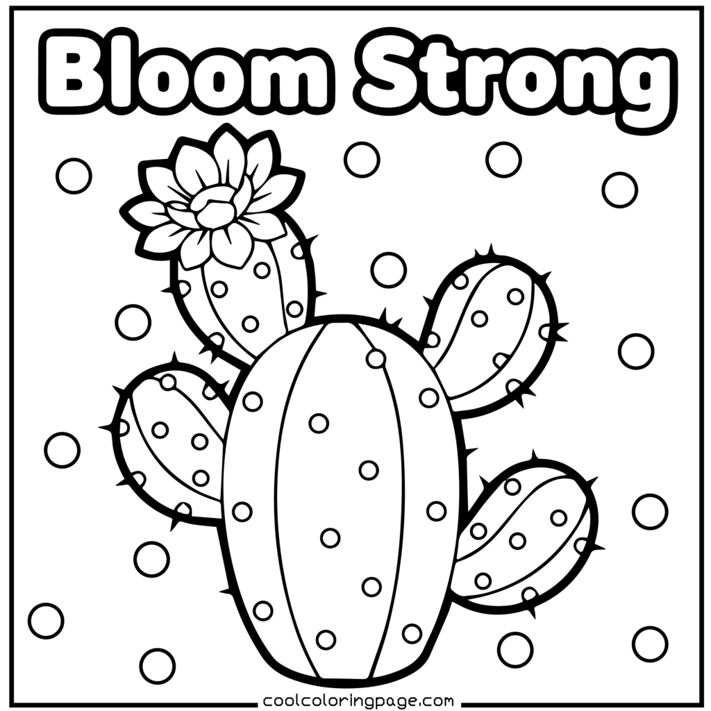 Flower coloring pages illustrating a cactus bloom printable flower coloring pages design