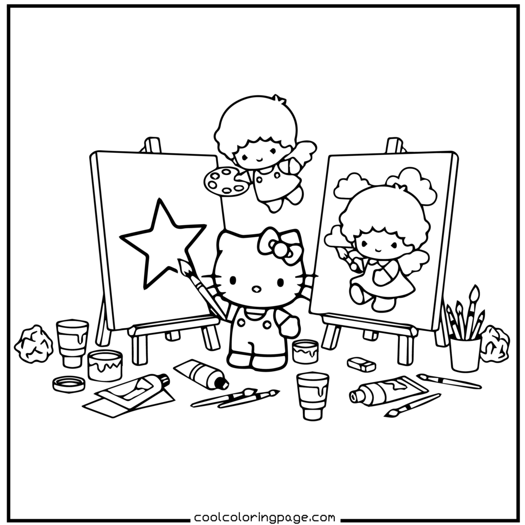 Download printable hello kitty coloring pages Free PDF for art class fun