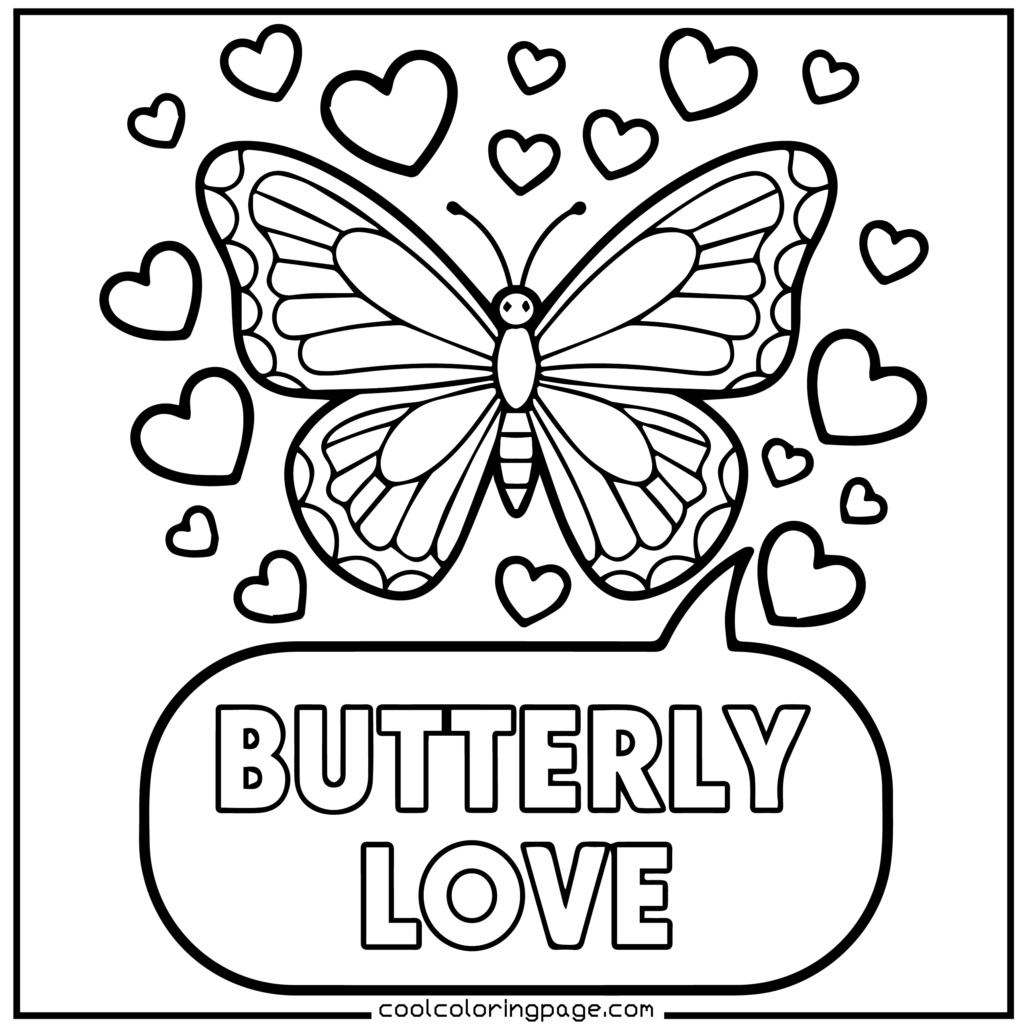 Printable butterfly coloring pages featuring a butterfly coloring page with bold outlines and simple wing shapes