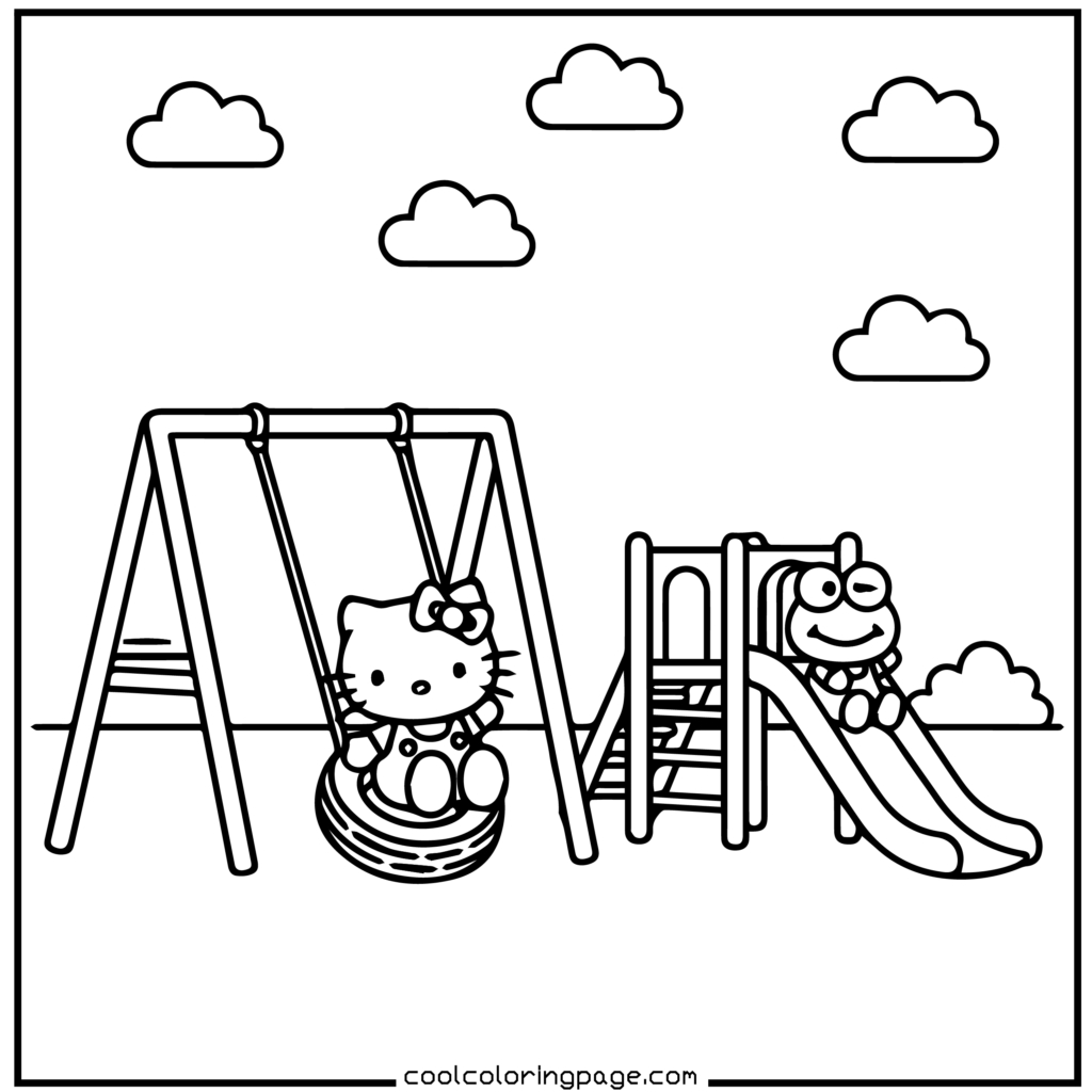 Download printable hello kitty coloring pages Free PDF with playground activity