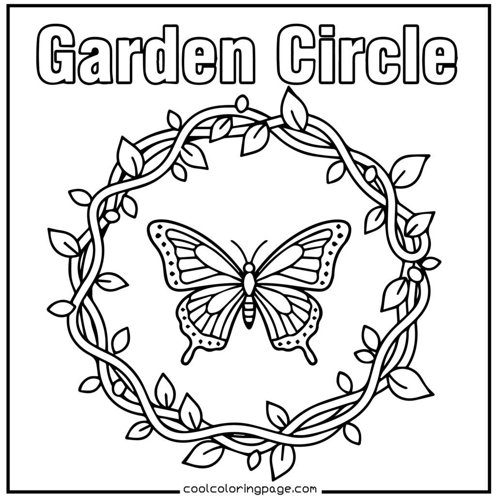 Printable butterfly coloring pages showing a cute butterfly coloring page with smooth and easy outlines