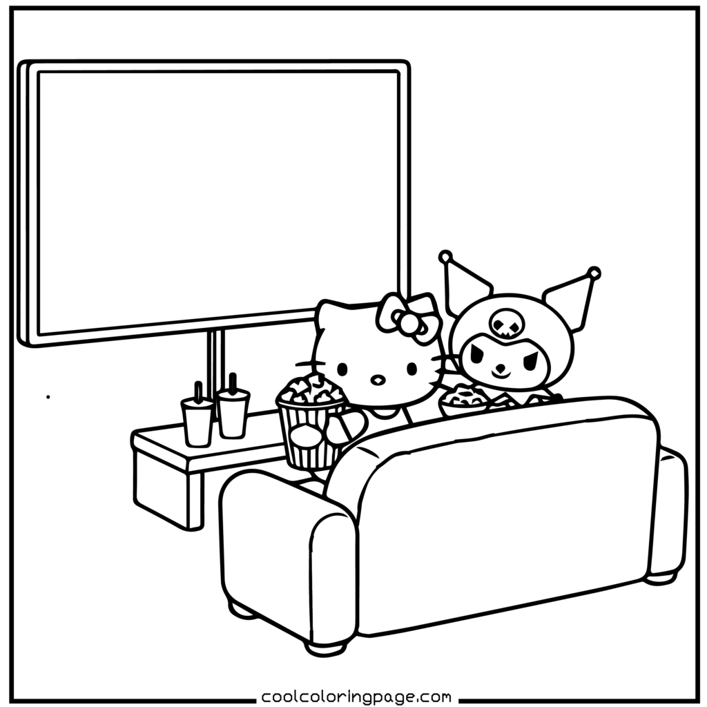Download printable hello kitty coloring pages Free PDF for movie night