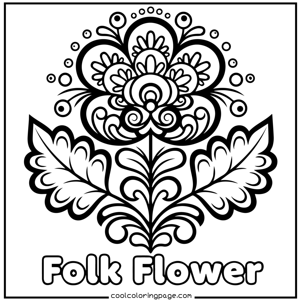 Flower coloring pages featuring folk art floral flower coloring pages for adults