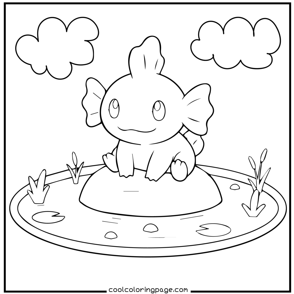 Torchic running outline drawing for Pokémon coloring pages.