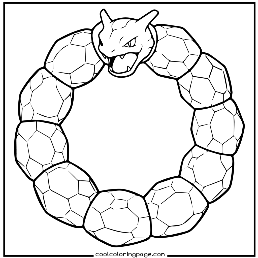 Onix rock snake outline Pokemon coloring pages.