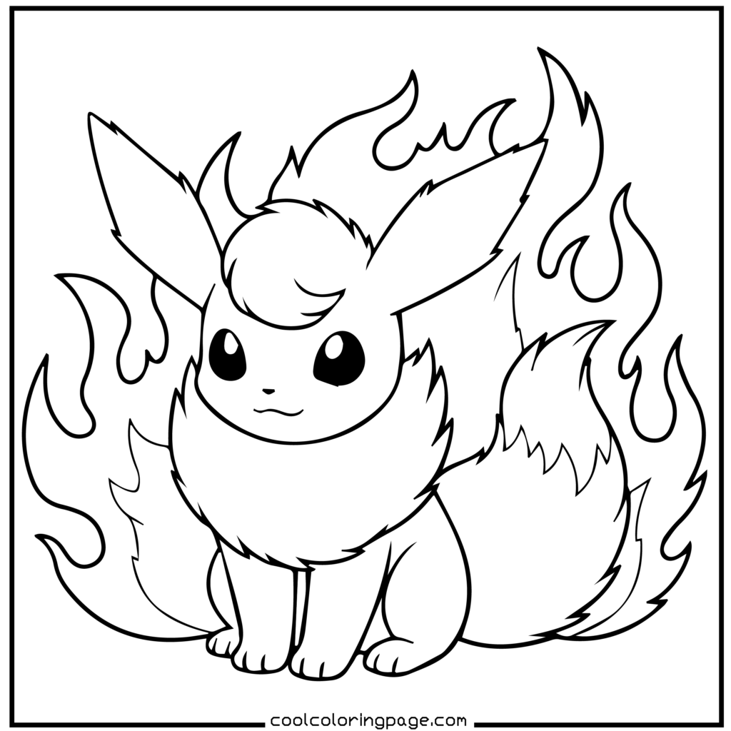 Flareon flame tail outline for Pokémon coloring pages. kids 