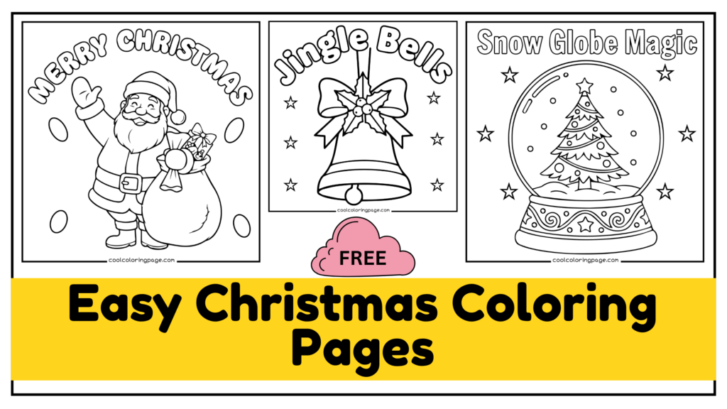 easy christmas coloring pages printable pdf. coloring pages for kids and adults. free download coloring page