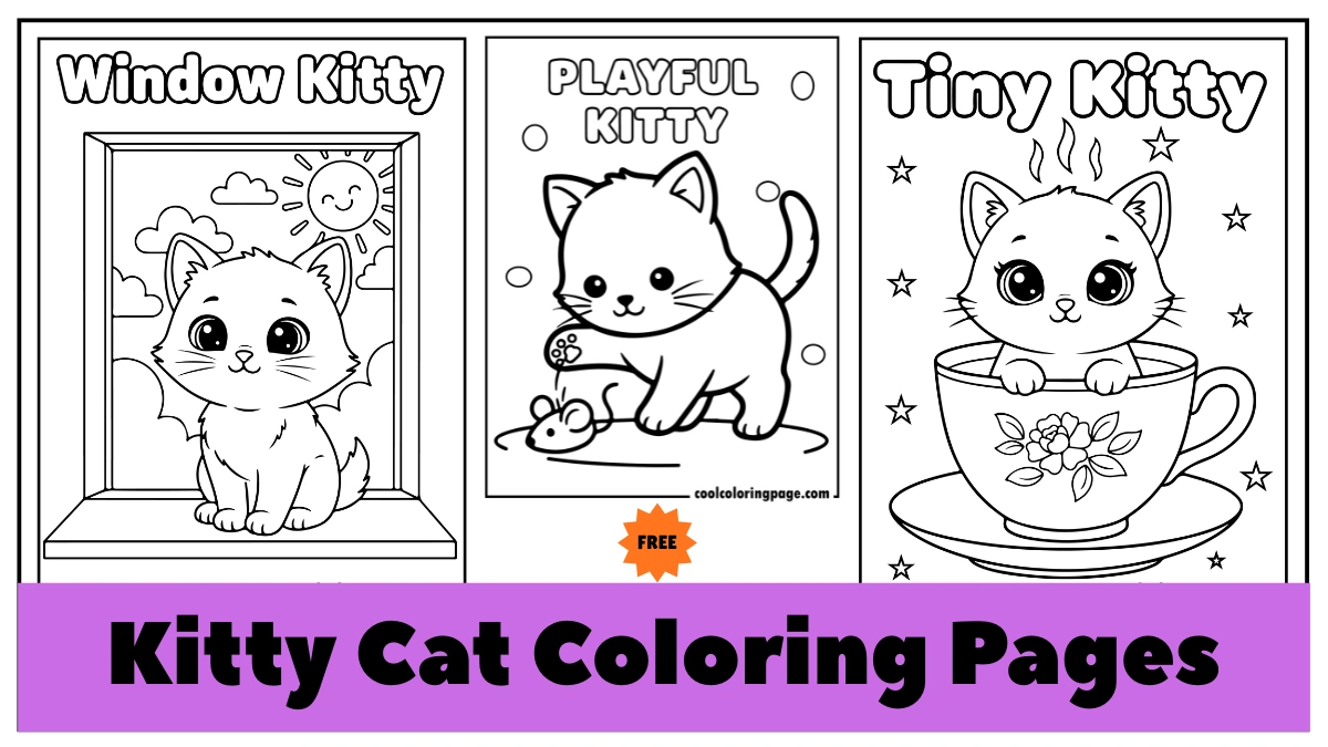 20 Cute Kitty Cat Coloring Pages – Free Adorable Cat Printables for All ...