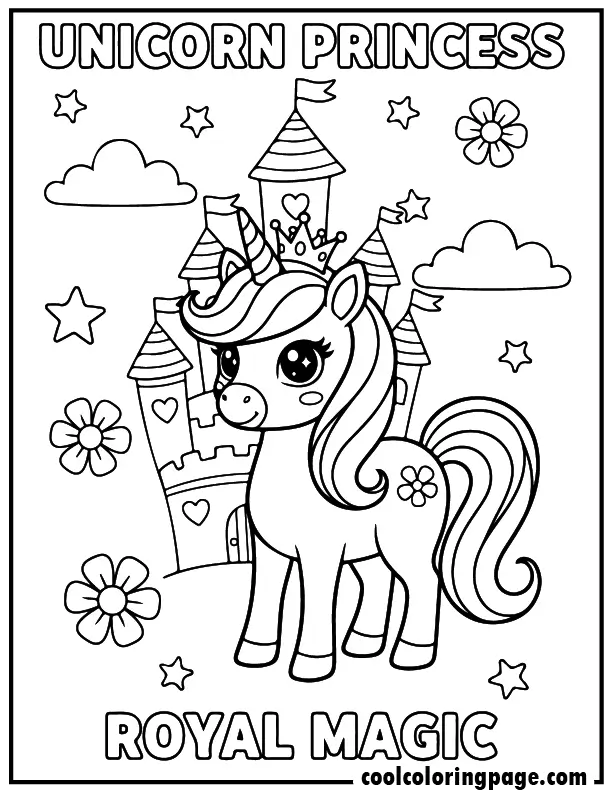 Heart hugging unicorn from free unicorn coloring pages, romantic unicorn coloring page with floating hearts, printable unicorn coloring pages and unicorn printable coloring pages.