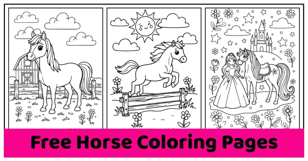 free printable realistic horse coloring pages for kids and adults.
