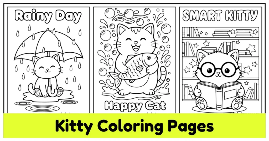 printable kitty coloring pages for kids and adults.