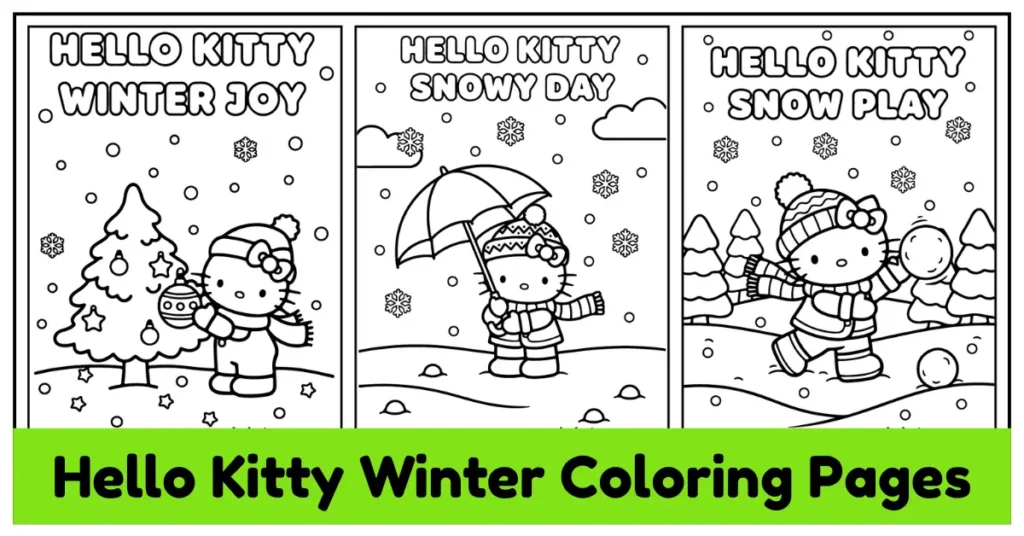 hello kitty winter coloring pages for kids and adults.
