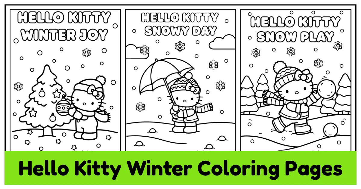Hello kitty winter coloring pages free download