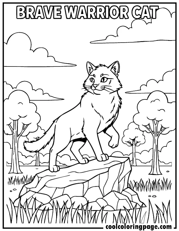 01 brave warrior cat coloring pages printable