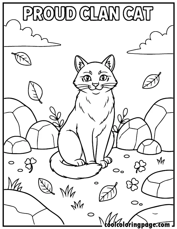 03 proud clan cat coloring pages printable pdf