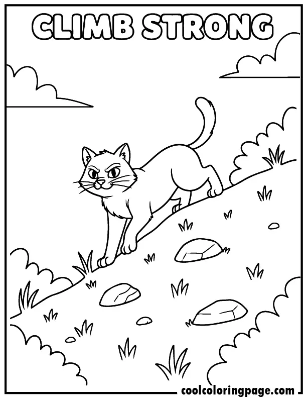 08 climbing warrior cat coloring pages printable