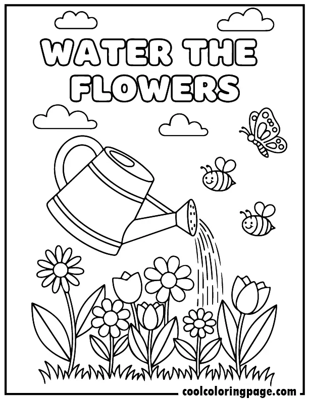 13 watering can flower printable flower coloring pages