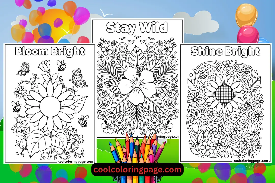 Beautiful flower coloring pages for adults featuring intricate floral patterns for relaxation and stress relief.