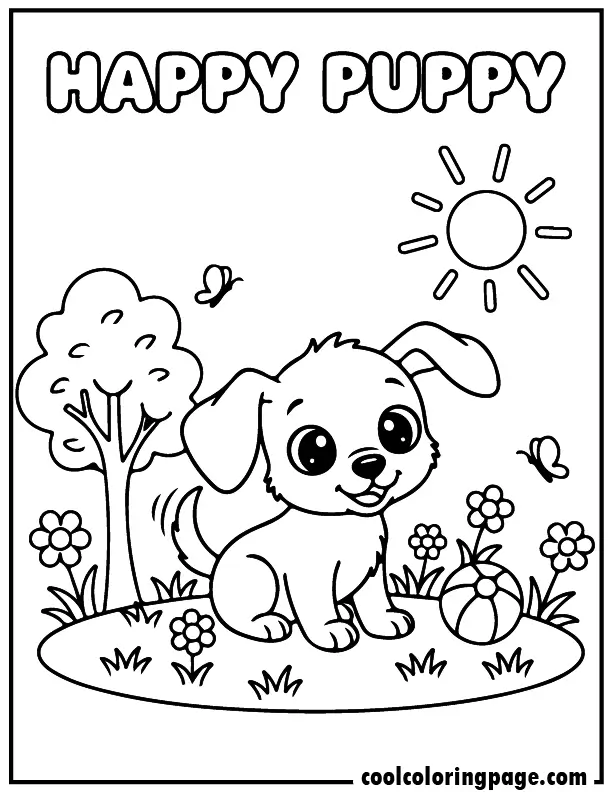 01 cute dog coloring pages playful puppy park