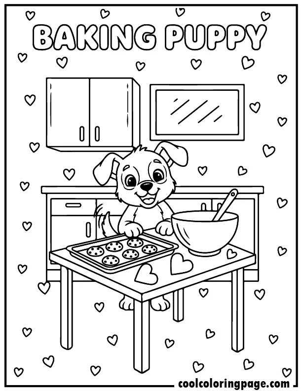 01 cute dog coloring pages puppy baking cookies