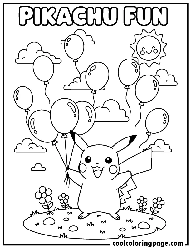 01 free pokemon coloring pages pikachu fun balloons