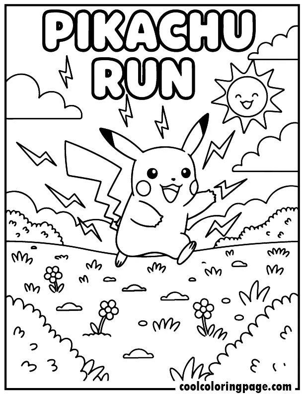 01 free pokemon coloring pages pikachu run