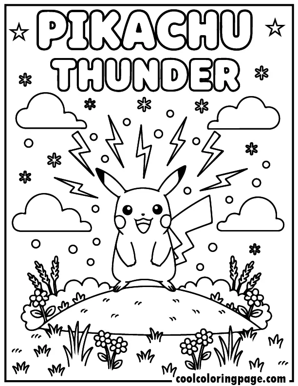 01 free pokemon coloring pages pikachu thunder