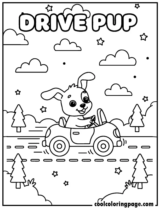 02 cute dog coloring pages puppy toy car