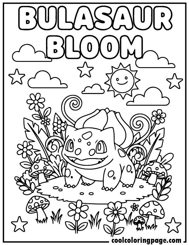 02 free pokemon coloring pages bulbasaur bloom