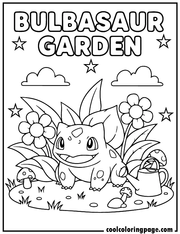 02 free pokemon coloring pages bulbasaur garden