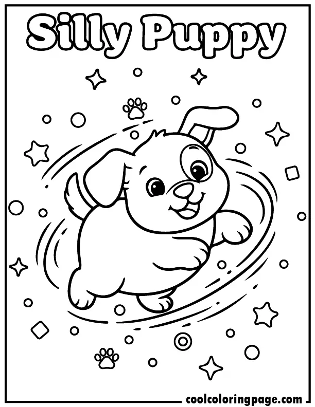 03 cute dog coloring pages puppy chasing tail