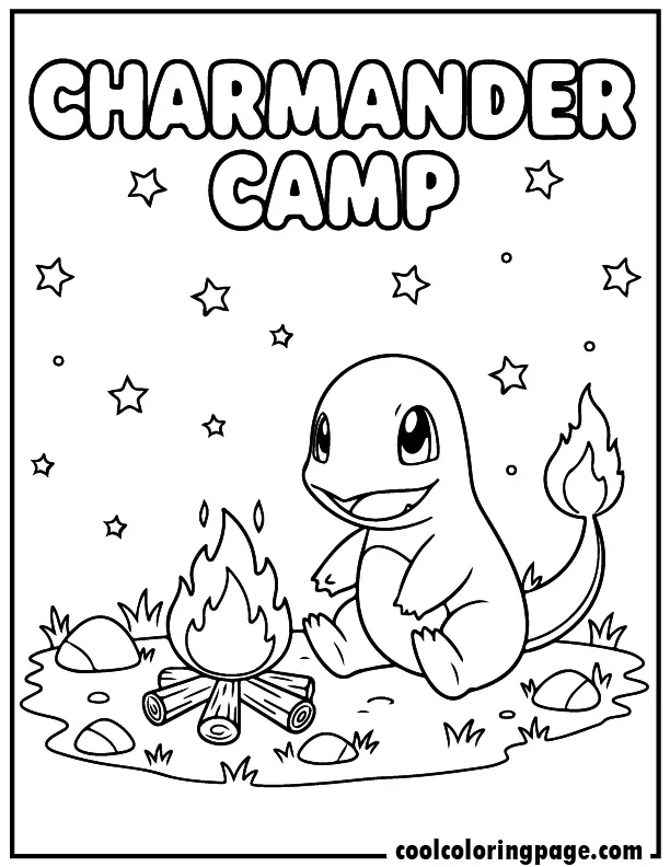 03 free pokemon coloring pages charmander campfire