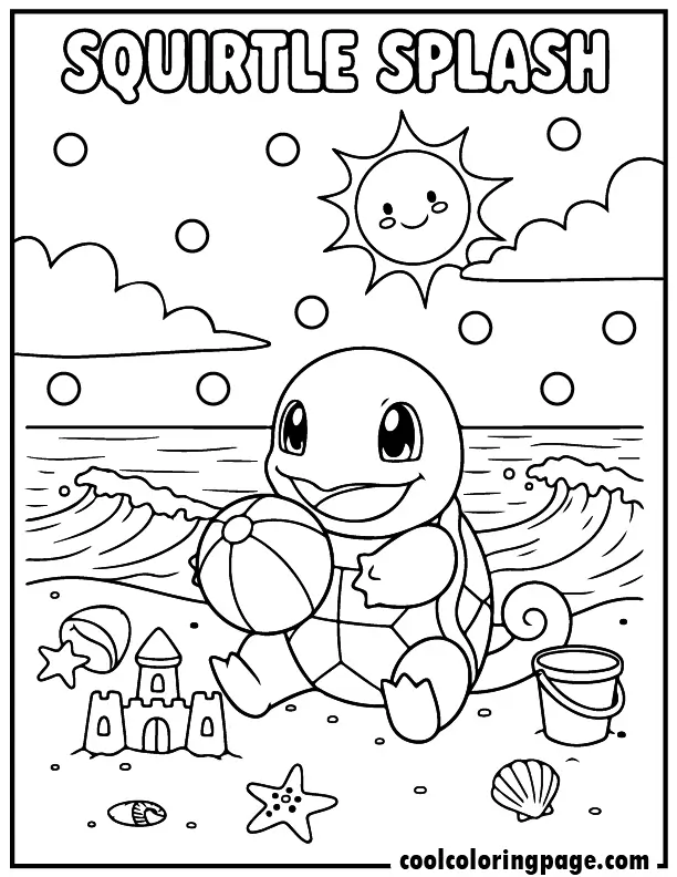 04 free pokemon coloring pages squirtle beach