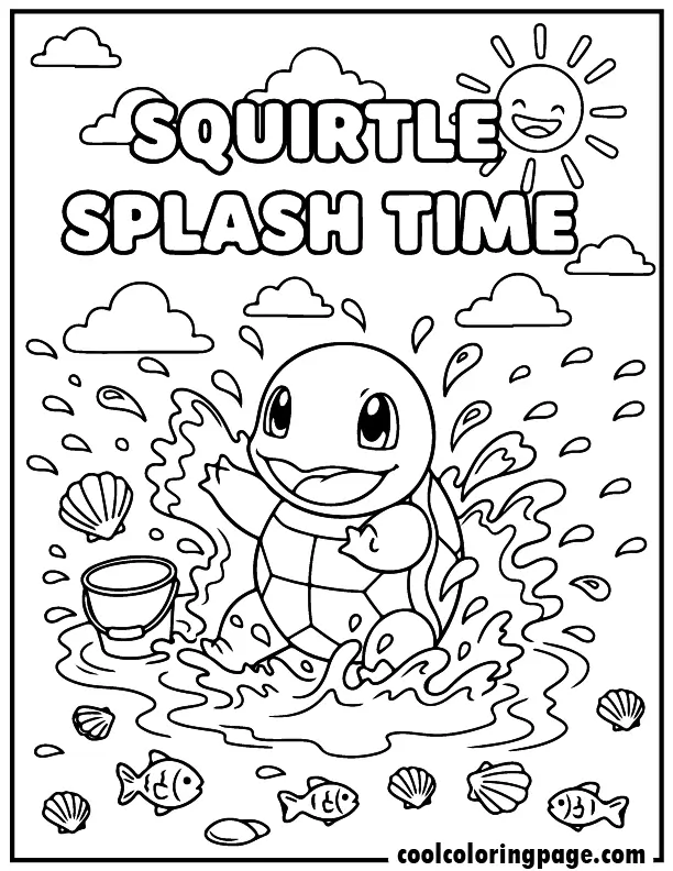 04 free pokemon coloring pages squirtle splash time