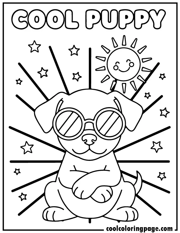 05 cute dog coloring pages cool puppy sunglasses