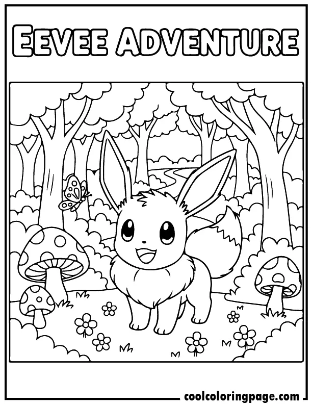 05 free pokemon coloring pages eevee forest