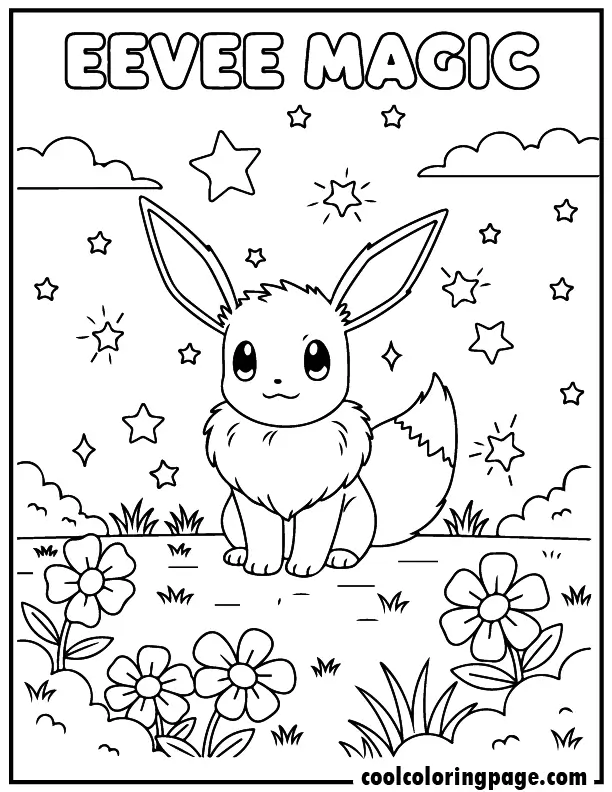 05 free pokemon coloring pages eevee magic stars