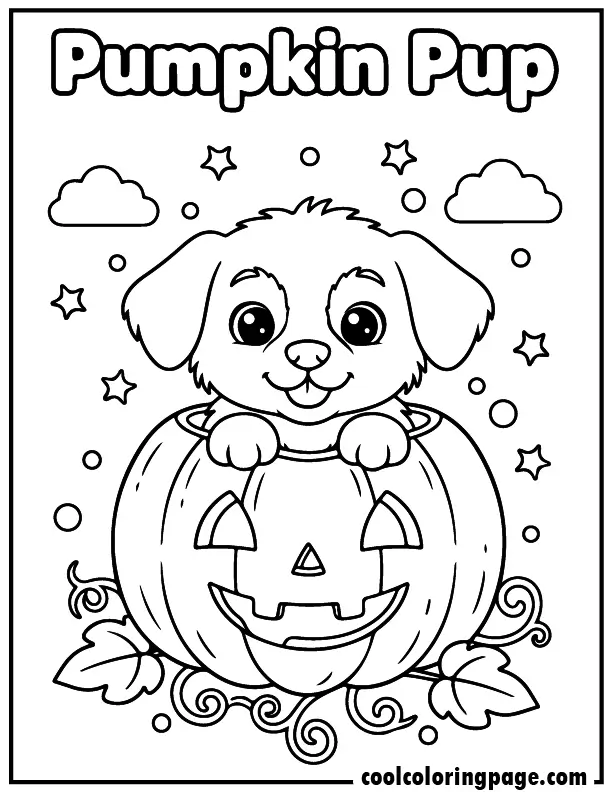 06 cute dog coloring pages pumpkin puppy