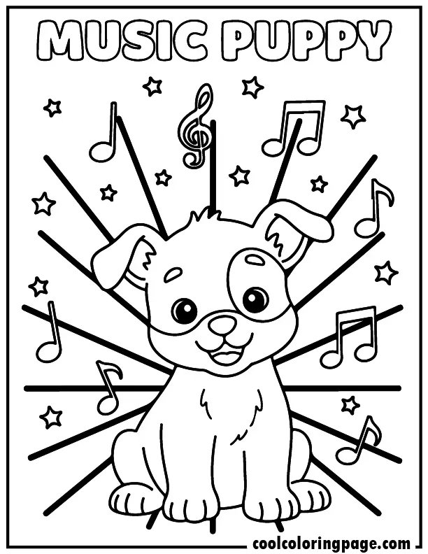 07 cute dog coloring pages music puppy