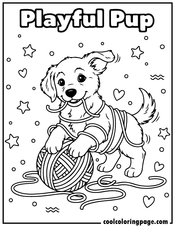 07 cute dog coloring pages puppy yarn play