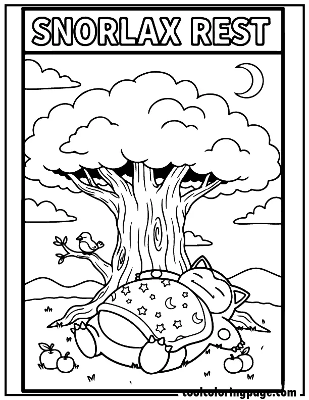 07 free pokemon coloring pages snorlax rest