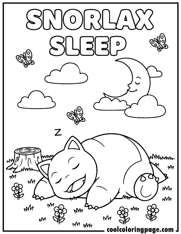 07 free pokemon coloring pages snorlax sleep