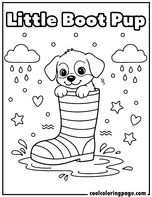 08 cute dog coloring pages puppy in rain boot